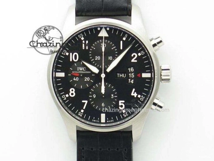 MIROTIME 0215 Soft Pilot Chrono 3777 43mm ZF 1:1 Best Edition Black Dial On Black Leather Strap A 7360